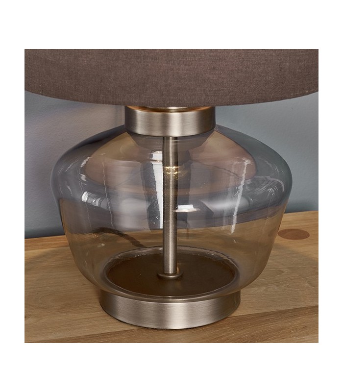 1 Light Table Light Smokey Grey Tinted Glass & Aged Pewter, E27 - 4