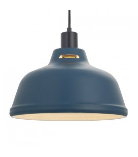 1 Light Ceiling Pendant Matt Ink Blue & Matt White, E27 - 2