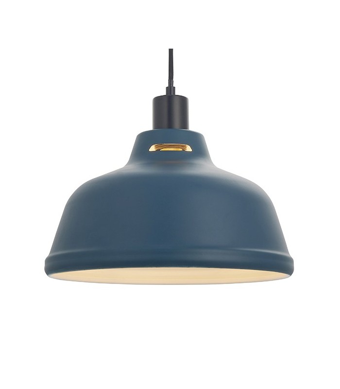 1 Light Ceiling Pendant Matt Ink Blue & Matt White, E27 - 2