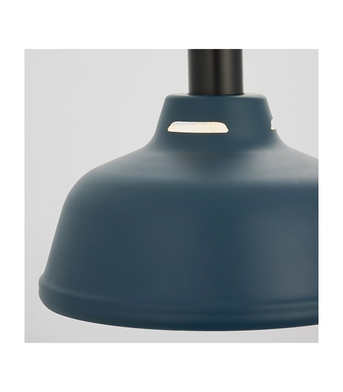 1 Light Ceiling Pendant Matt Ink Blue & Matt White, E27 - 4