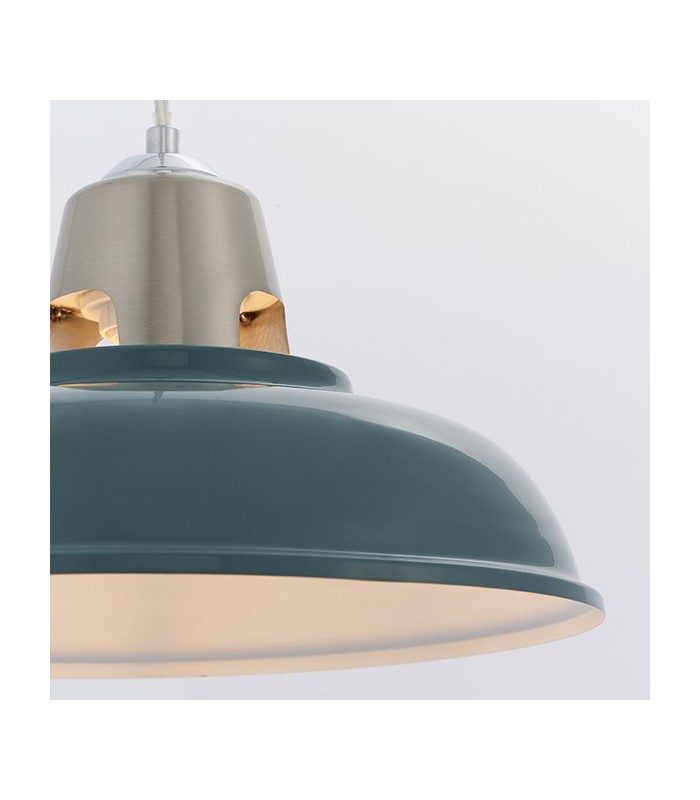 1 Light Ceiling Pendant Green & Satin Nickel Plate, E27 - 2