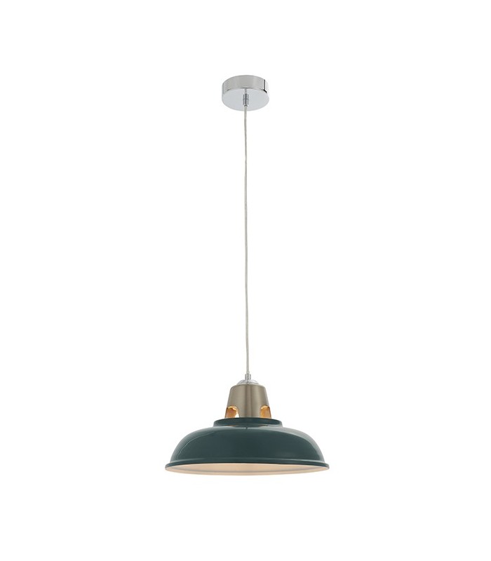 1 Light Ceiling Pendant Green & Satin Nickel Plate, E27 - 3
