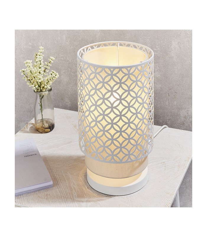 1 Light Table Light Chalk White & Pale Grey Cotton, E14 - 3