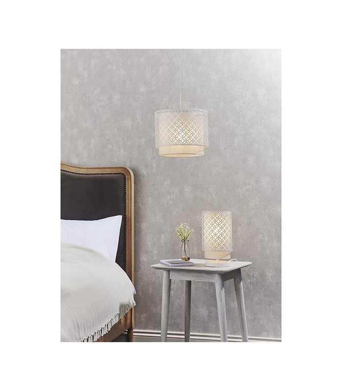 1 Light Table Light Chalk White & Pale Grey Cotton, E14 - 5