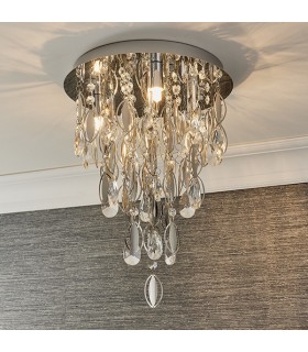 3 Light Flush Light Chrome Plate & Clear Crystal, G9 - 2