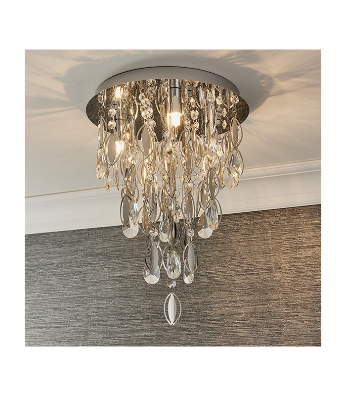 3 Light Flush Light Chrome Plate & Clear Crystal, G9 - 2