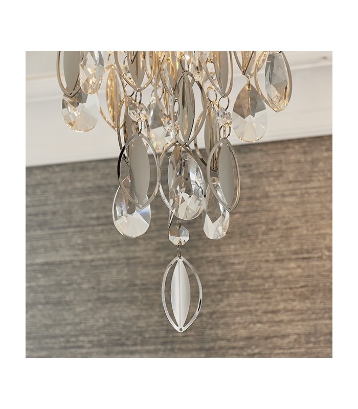 3 Light Flush Light Chrome Plate & Clear Crystal, G9 - 3