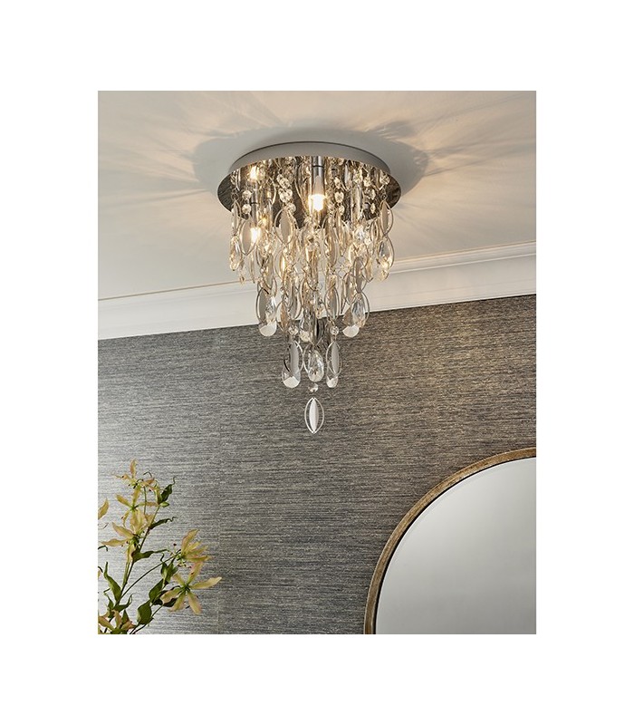 3 Light Flush Light Chrome Plate & Clear Crystal, G9 - 5