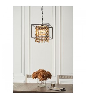 4 Light Ceiling Pendant Matt Black & Matt Gold, E14 - 2