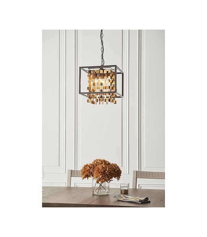 4 Light Ceiling Pendant Matt Black & Matt Gold, E14 - 2