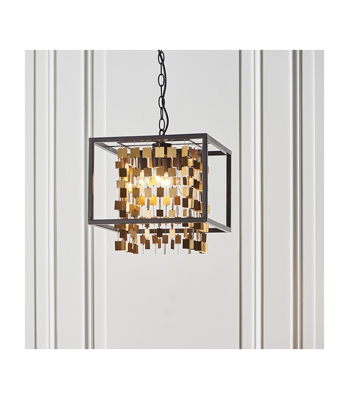 4 Light Ceiling Pendant Matt Black & Matt Gold, E14 - 3