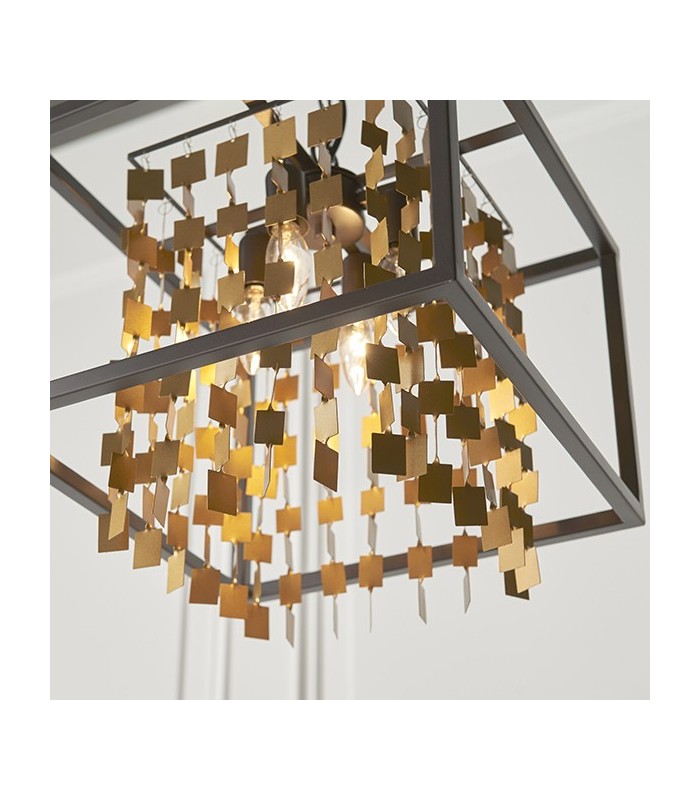 4 Light Ceiling Pendant Matt Black & Matt Gold, E14 - 4