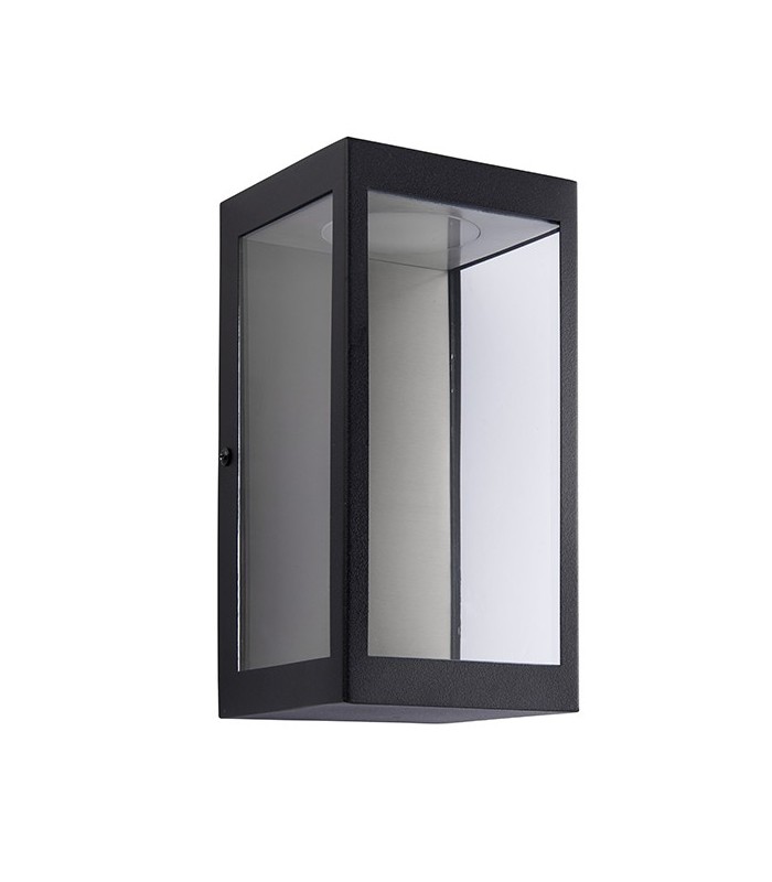 LED Outdoor Wall Light Matt Black & Clear Glass - 2