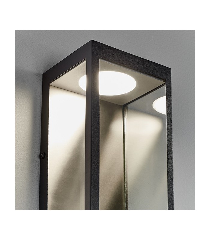 LED Outdoor Wall Light Matt Black & Clear Glass - 4