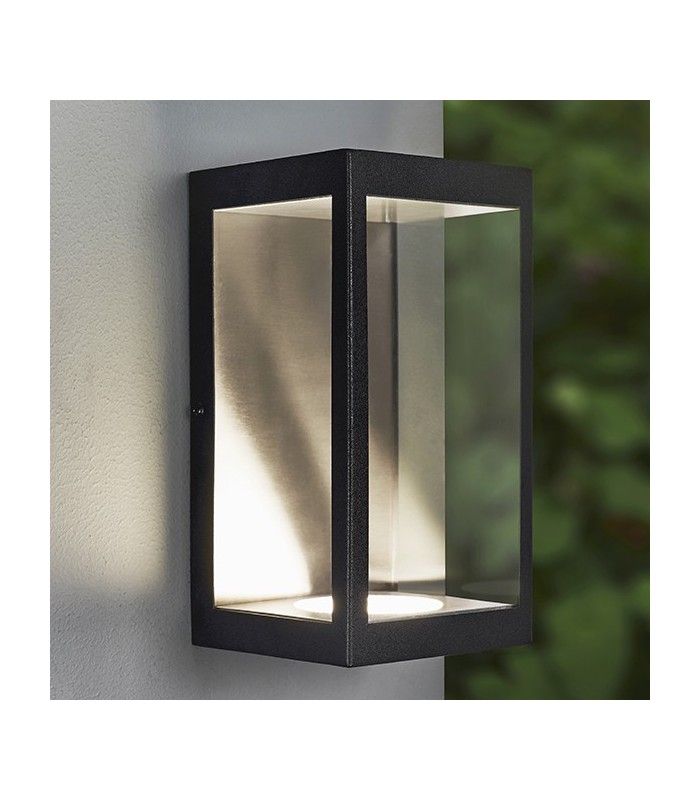LED Outdoor Wall Light Matt Black & Clear Glass - 5