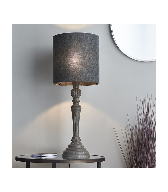 1 Light Table Light Grey Distressed Wood (Base only), E27 - 5