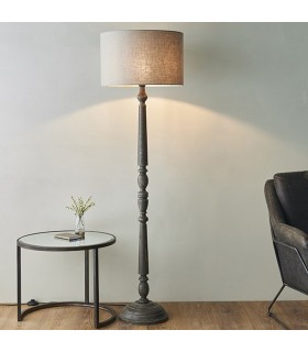 1 Light Floor Light Grey Distressed Wood (Base only), E27 - 2
