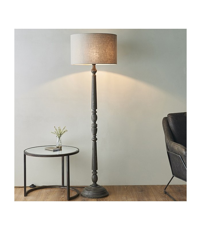 1 Light Floor Light Grey Distressed Wood (Base only), E27 - 2