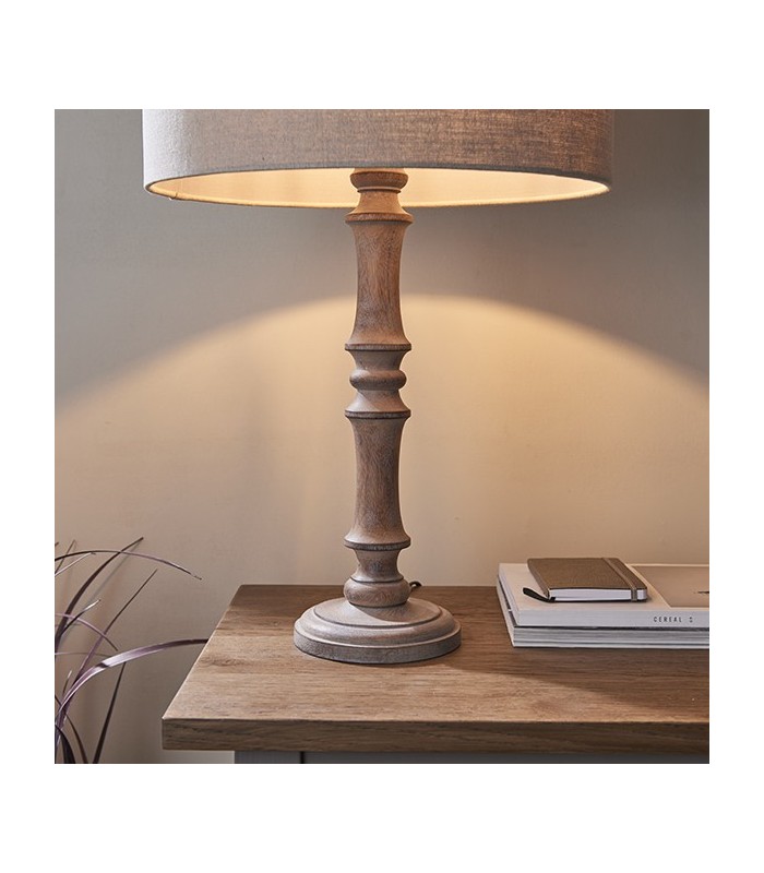 1 Light Table Light Grey Washed Wood (Base only), E27 - 3