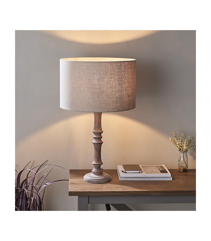 1 Light Table Light Grey Washed Wood (Base only), E27 - 4