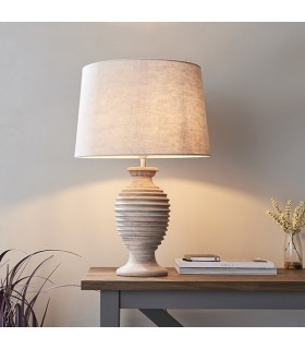 1 Light Table Light White Wash Wood (Base only), E27 - 2