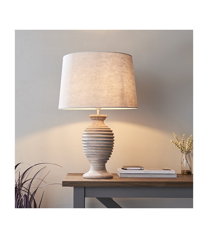 1 Light Table Light White Wash Wood (Base only), E27 - 2