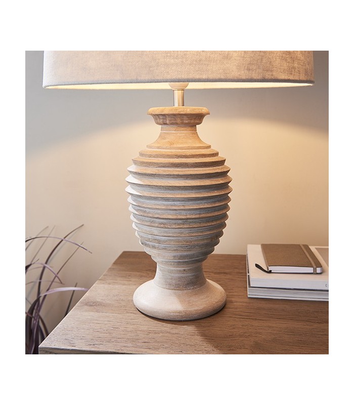 1 Light Table Light White Wash Wood (Base only), E27 - 3
