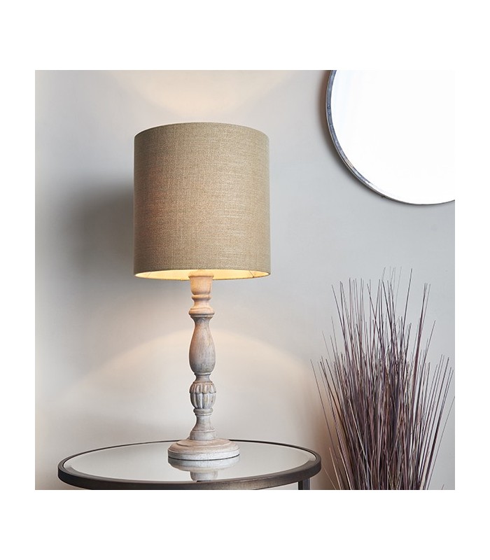 1 Light Table Light White Wash Wood (Base only), E27 - 2