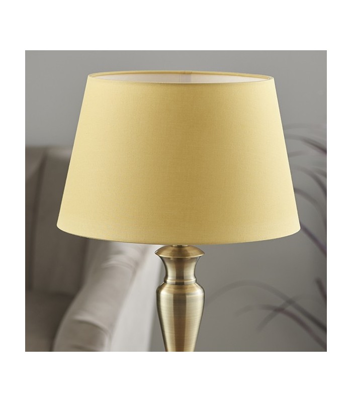 Table Lamp Antique Brass Plate & Yellow Cotton 1 Light IP20 - E27 - 3