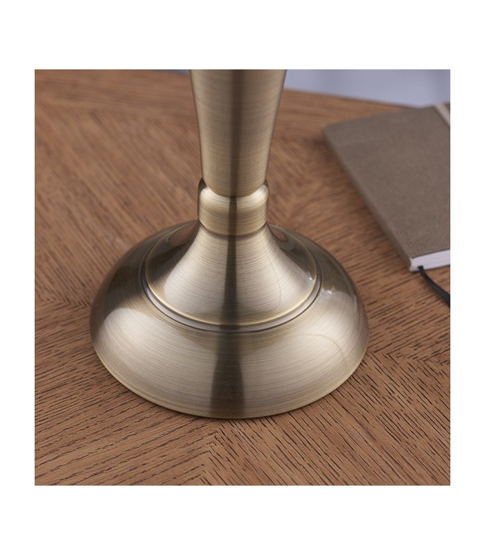 Table Lamp Antique Brass Plate & Charcoal Linen 1 Light IP20 - E27 - 4
