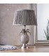 Table Lamp Pewter Plate & Charcoal Grey Silk 1 Light IP20 - E27 - 3
