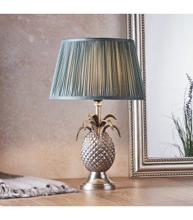 Table Lamp Pewter Plate & Fir Silk 1 Light IP20 - E27 - 2