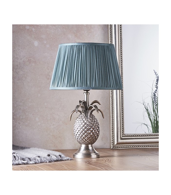 Table Lamp Pewter Plate & Fir Silk 1 Light IP20 - E27 - 3