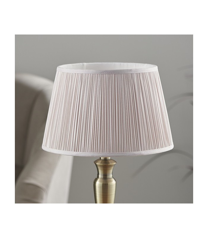 Table Lamp Antique Brass Plate & Dusky Pink Silk 1 Light IP20 - E27 - 3