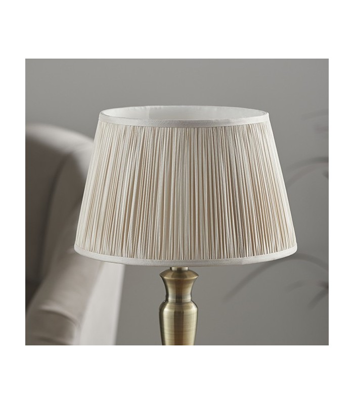Table Lamp Antique Brass Plate & Oyster Silk 1 Light IP20 - E27 - 3