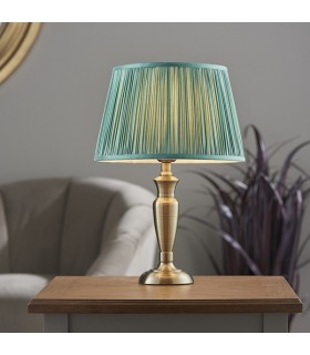 Table Lamp Antique Brass Plate & Fir Silk 1 Light IP20 - E27 - 2