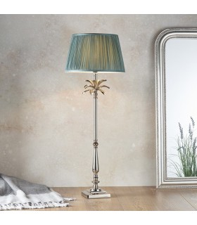 Table Lamp Polished Nickel Plate & Fir Silk 1 Light IP20 - E27 - 2