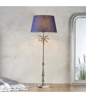 Table Lamp Polished Nickel Plate & Navy Cotton 1 Light IP20 - E27 - 2