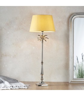 Table Lamp Polished Nickel Plate & Yellow Cotton 1 Light IP20 - E27 - 2