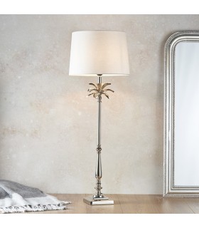 Table Lamp Polished Nickel Plate & Vintage White Linen 1 Light IP20 - E27 - 2