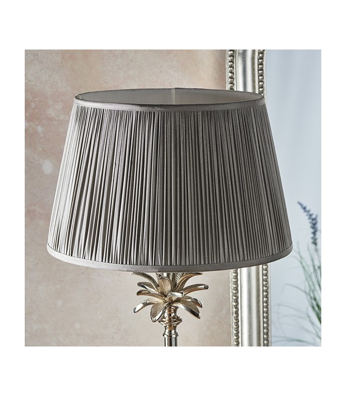 Table Lamp Polished Nickel Plate & Charcoal Grey Silk 1 Light IP20 - E27 - 3