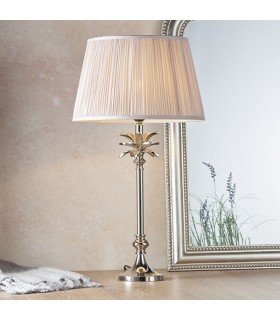 Table Lamp Polished Nickel Plate & Dusky Pink Silk 1 Light IP20 - E27 - 2