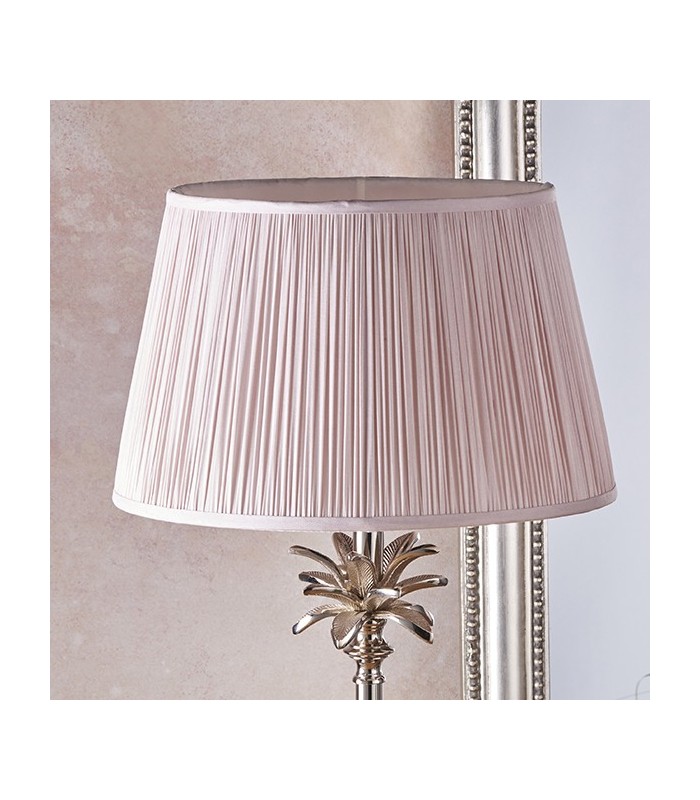 Table Lamp Polished Nickel Plate & Dusky Pink Silk 1 Light IP20 - E27 - 3