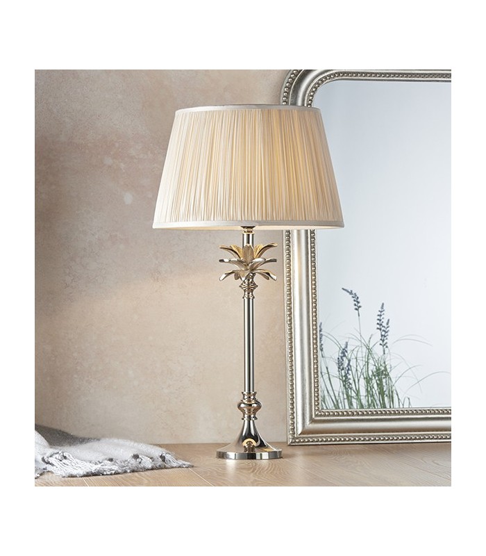 Table Lamp Polished Nickel Plate & Oyster Silk 1 Light IP20 - E27 - 2