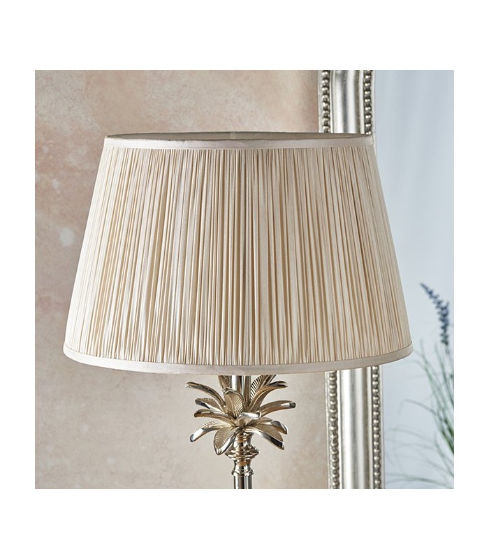 Table Lamp Polished Nickel Plate & Oyster Silk 1 Light IP20 - E27 - 3