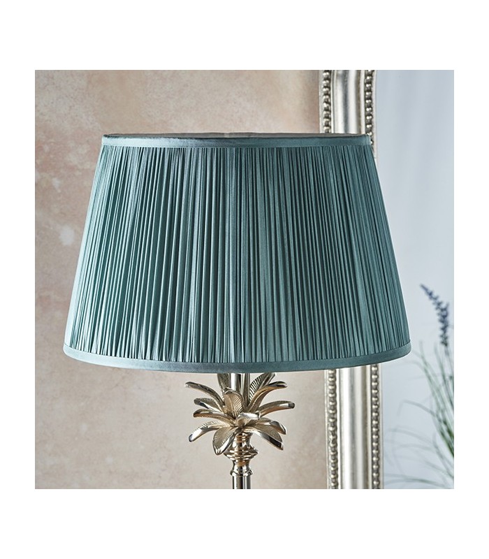 Table Lamp Polished Nickel Plate & Fir Silk 1 Light IP20 - E27 - 3