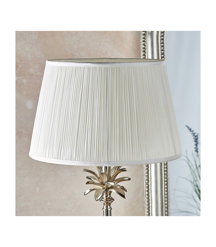 Table Lamp Polished Nickel Plate & Vintage White Silk 1 Light IP20 - E27 - 3