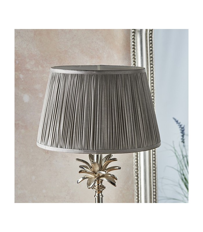 Table Lamp Polished Nickel Plate & Charcoal Grey Silk 1 Light IP20 - E27 - 3