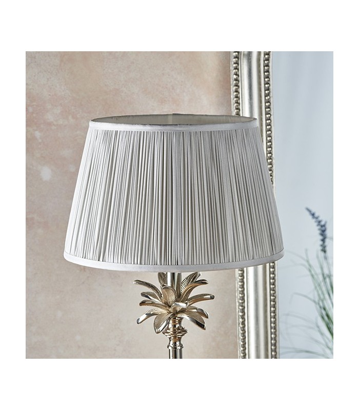 Table Lamp Polished Nickel Plate & Silver Silk 1 Light IP20 - E27 - 3