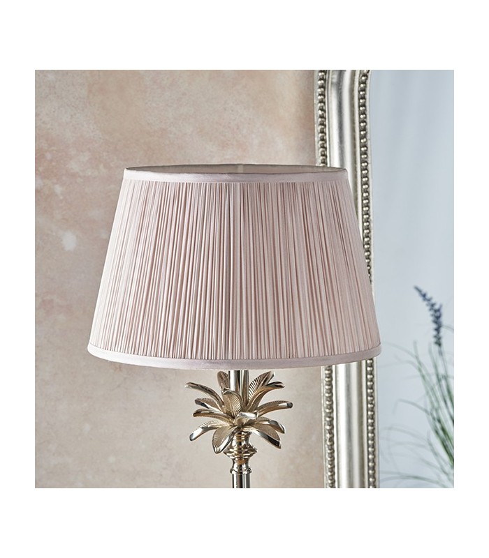 Table Lamp Polished Nickel Plate & Dusky Pink Silk 1 Light IP20 - E27 - 3